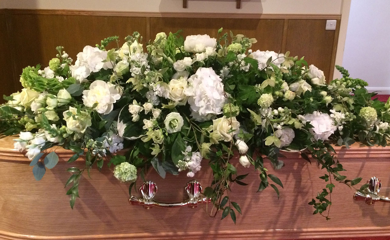 Death Care Industry _ White Funeral Floral Arrangements 1